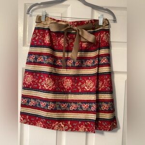 Talbots Floral Stripe Wraparound Skirt ( Petite )